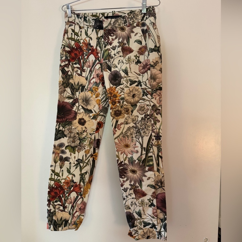 Zara Multicolor Spring Floral Trousers Small